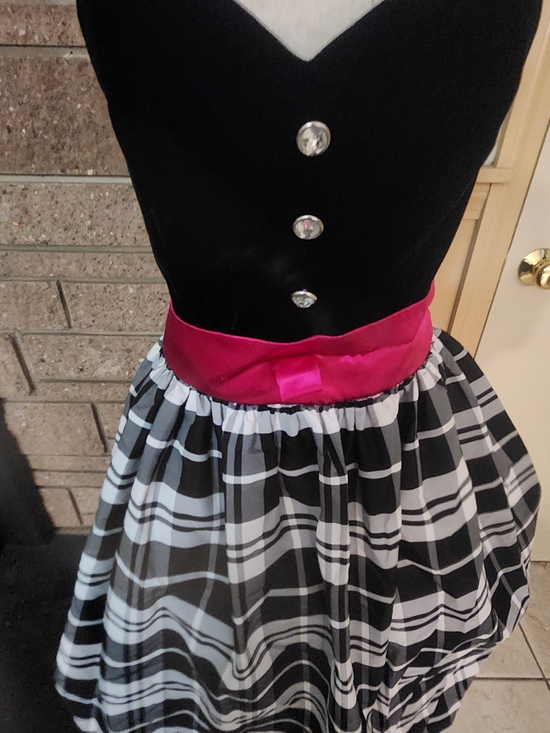 Positively Ellyn Dresses & Skirts - Vintage 80s Positively Ellyn Black Velvet Plaid Party Dress Size 12 Made in USA
